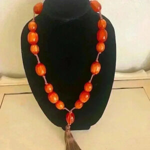 vintage graziano Carnelian beads necklace
